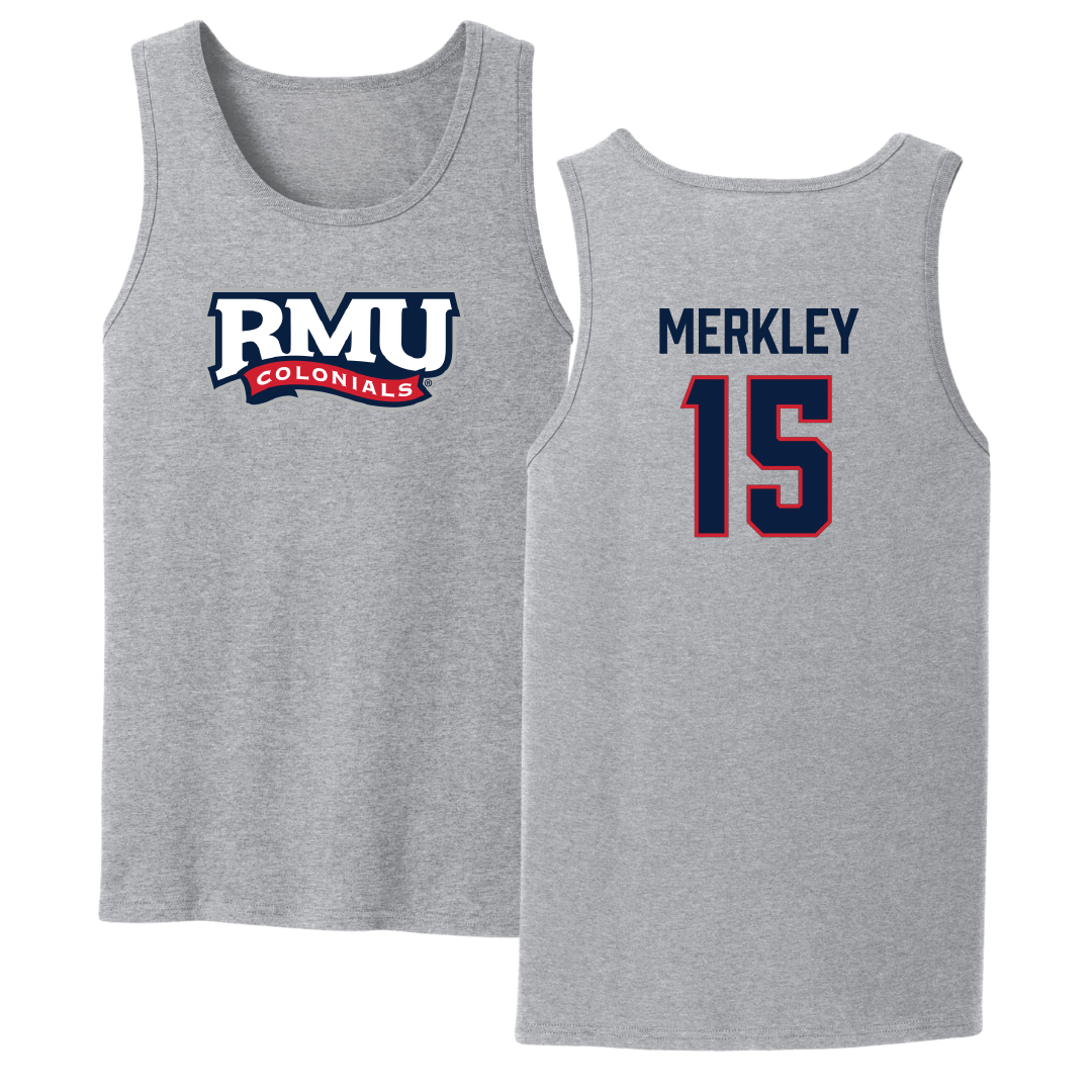 Robert Morris University Ice Hockey Sport Gray Tank Top - #15 Charles Merkley
