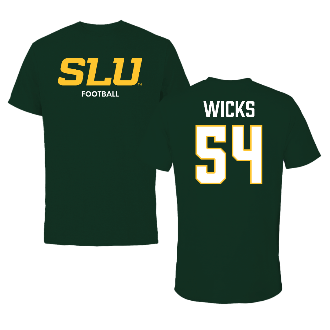Southeastern Louisiana University Football Forest Green Performance Tee - #54 Brockhim Wicks
