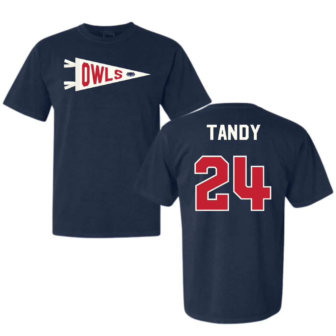 Florida Atlantic University Basketball Navy Pennant Comfort Colors Tee - #24 Dekeyvan Tandy