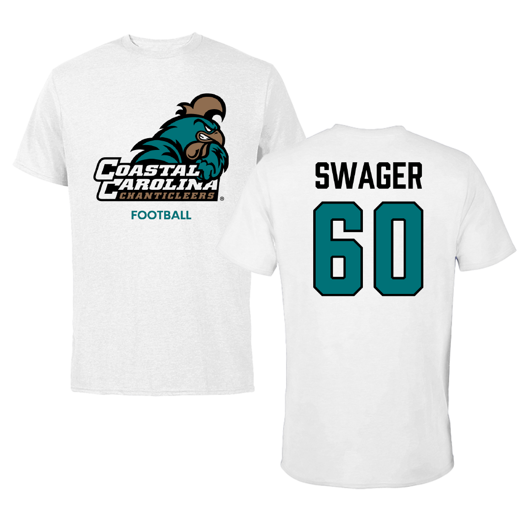 Coastal Carolina University Football White Performance Tee - #60 Mike Swager