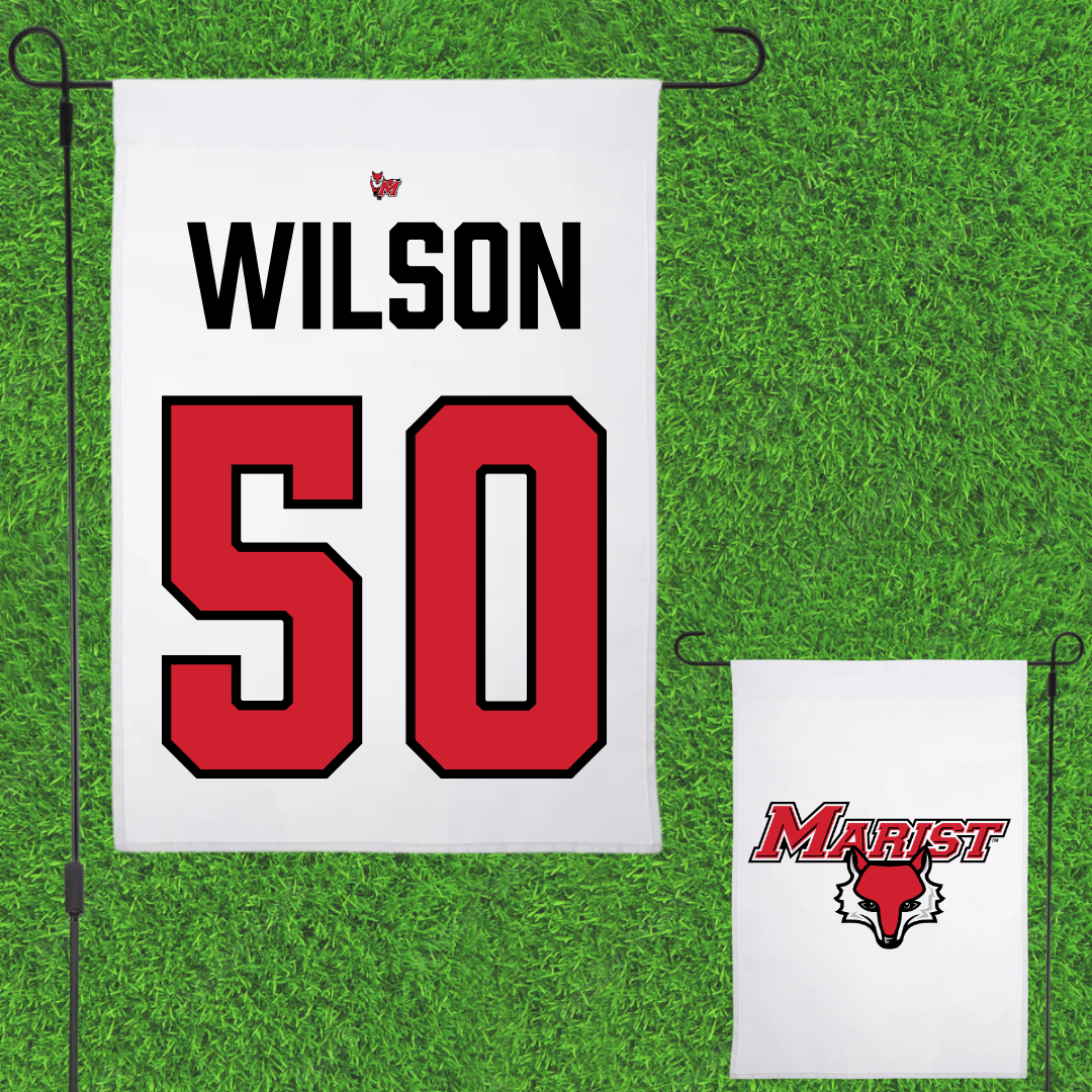 Marist University Football White Garden Flag - #50 Trevor Wilson