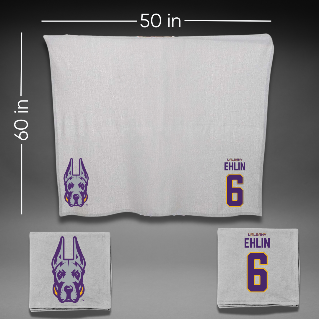 University at Albany Soccer Gray Blanket - #6 Elias Ehlin
