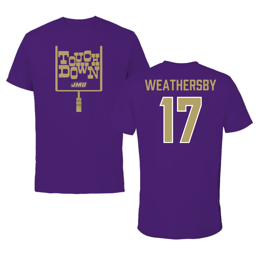 James Madison University Football Purple Touchdown Tee - #17 Gannon Weathersby