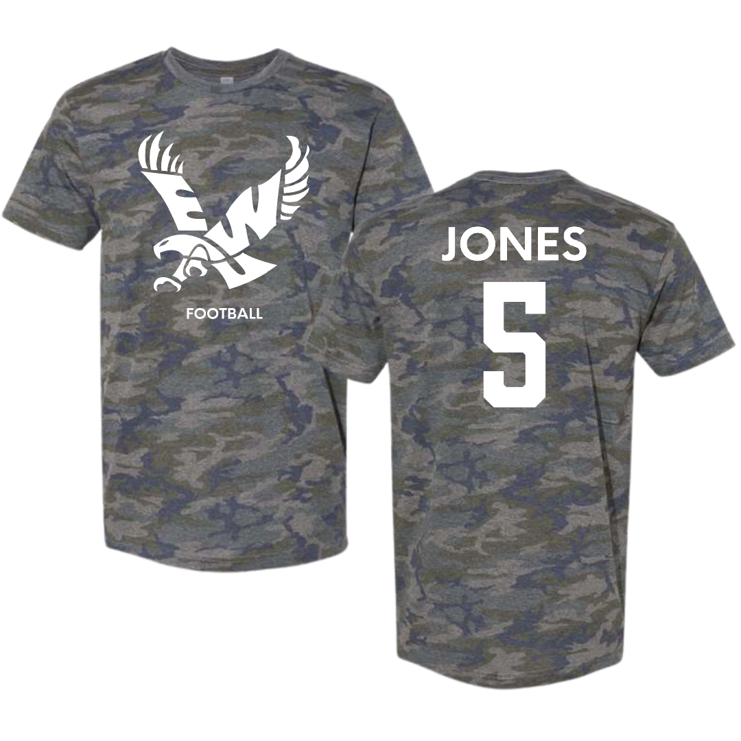 Eastern Washington University Football Vintage Camo Tee - #5 Zion Jones