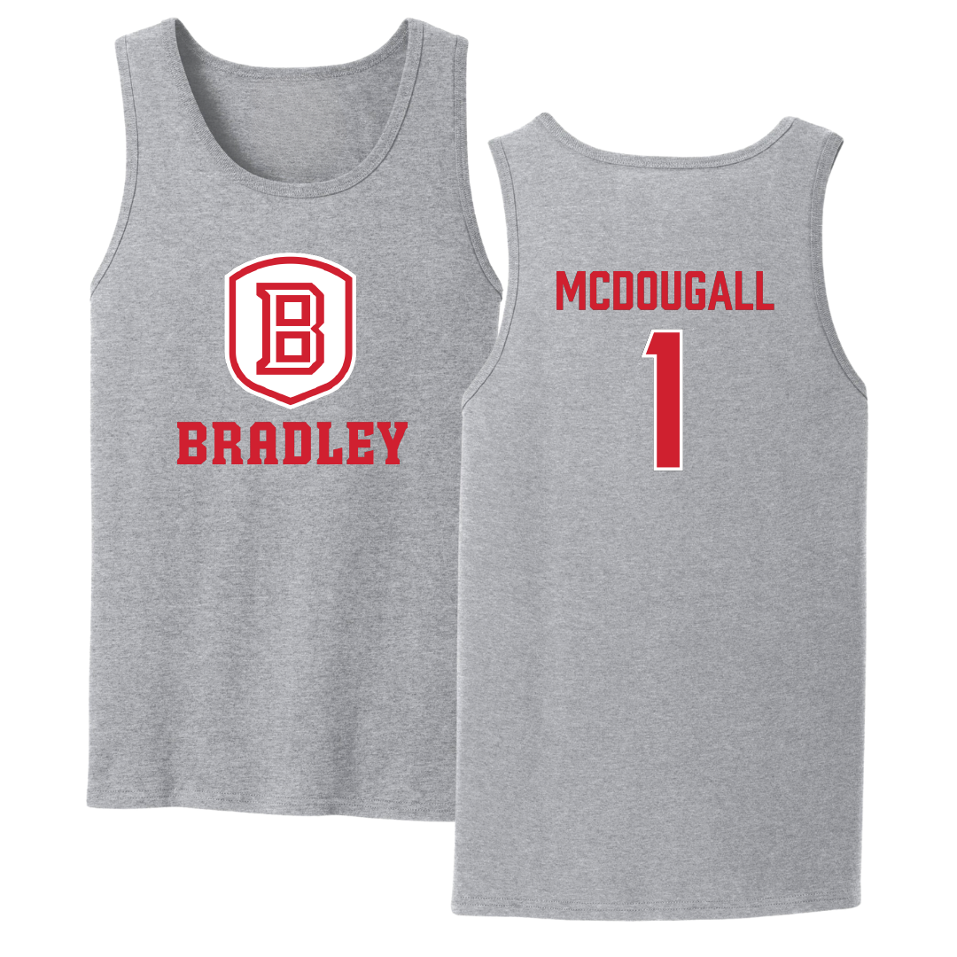 Bradley University Basketball Sport Gray Tank Top - #1 Claire McDougall
