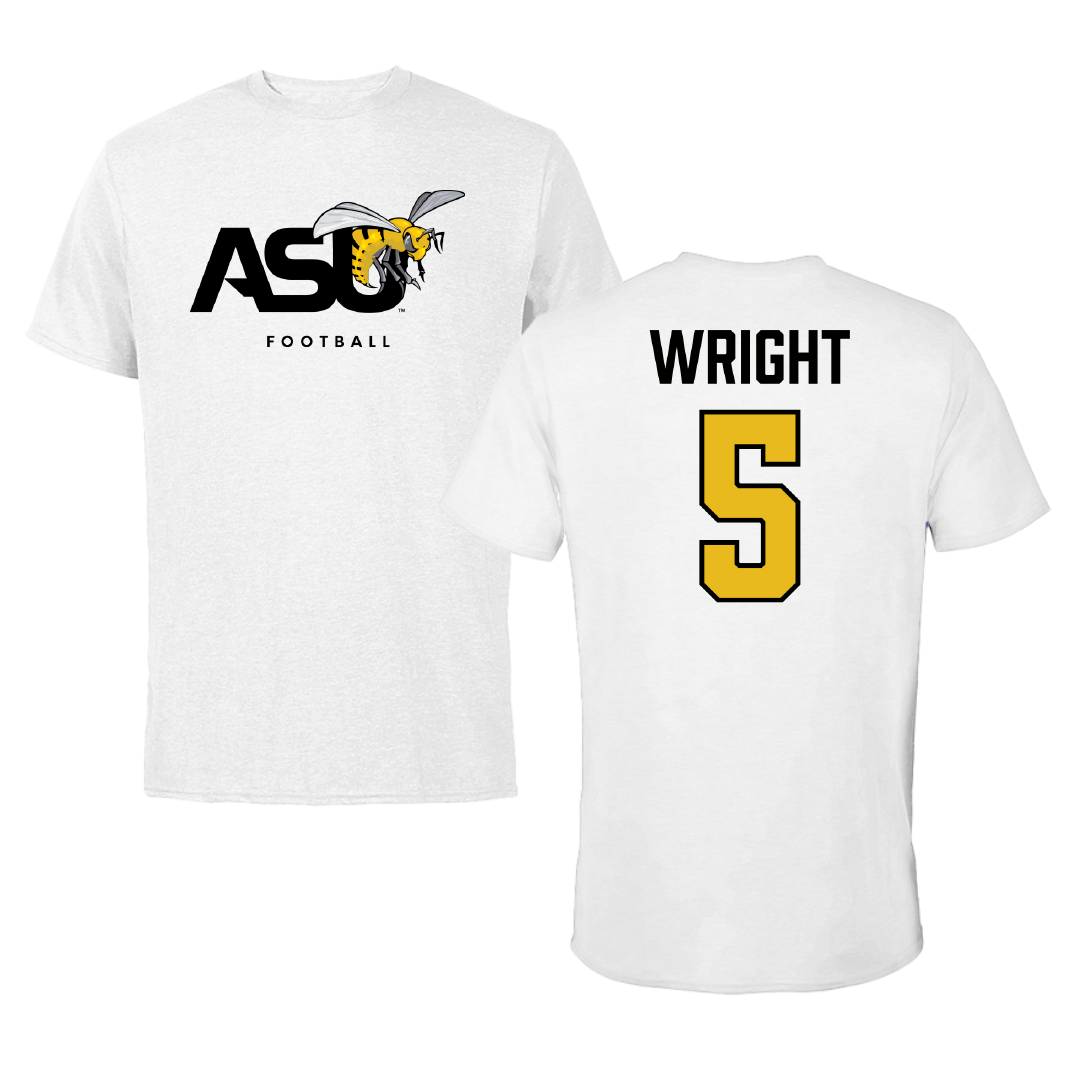 Alabama State University Football White ASU Performance Tee - #5 Taco Wright