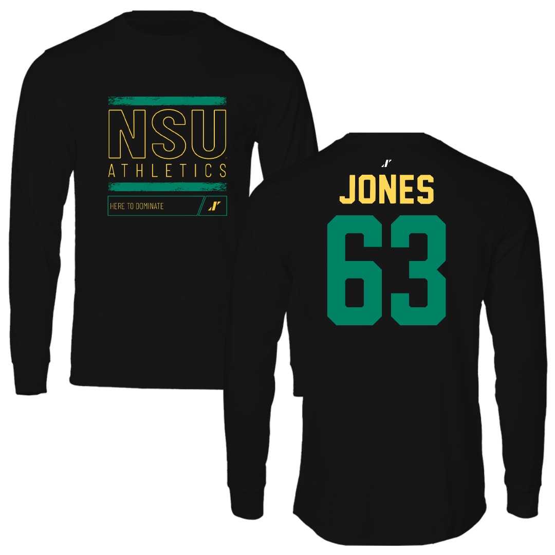Norfolk State University Football Black Dominate Performance Long Sleeve - #63 Chris Jones
