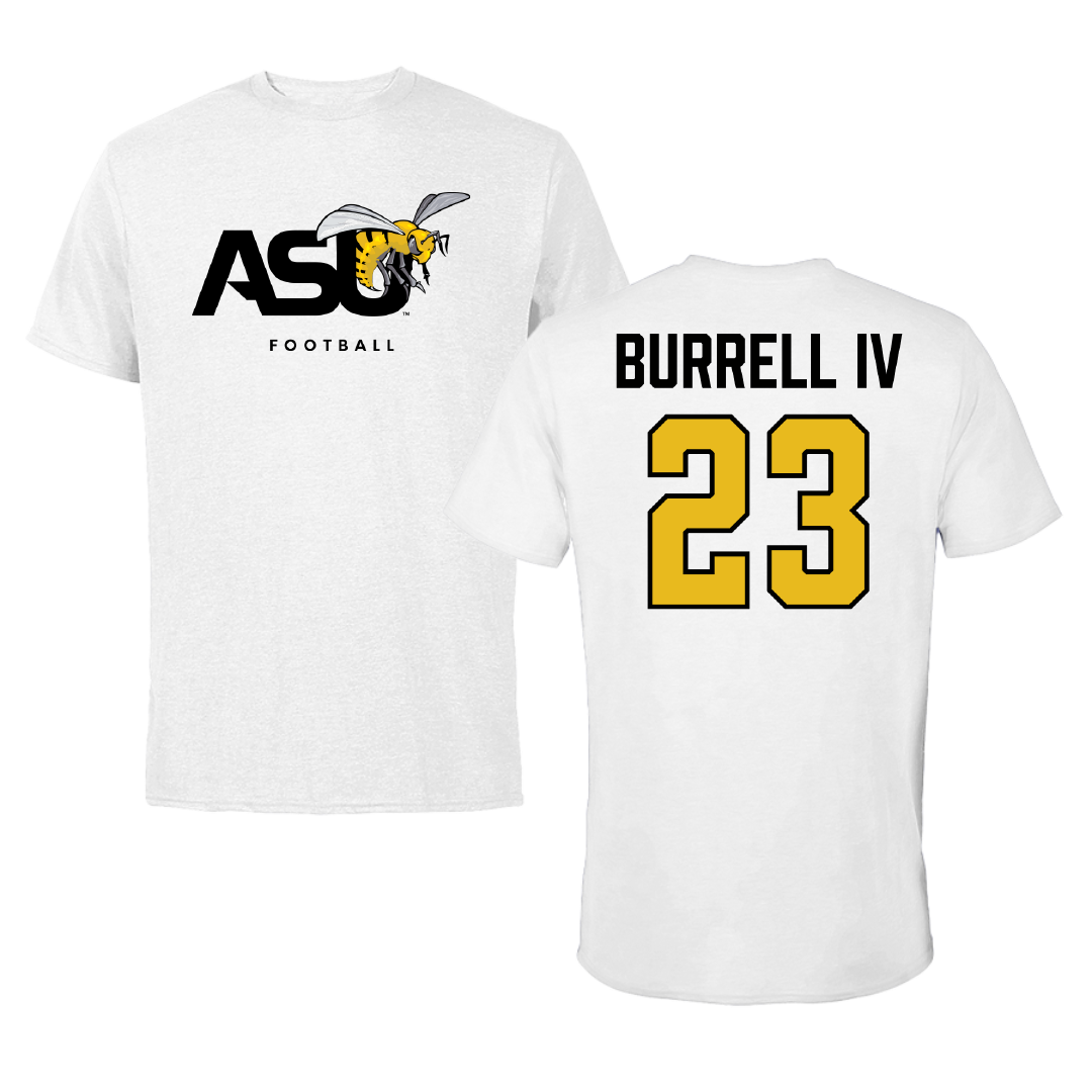Alabama State University Football White ASU Performance Tee - #23 Vincent Burrell IV