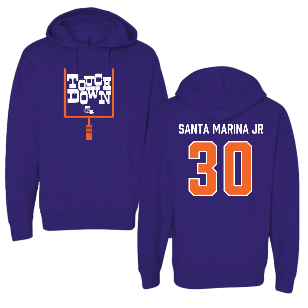 Northwestern State University Football Purple Touchdown Hoodie - #30 Troy Santa Marina Jr