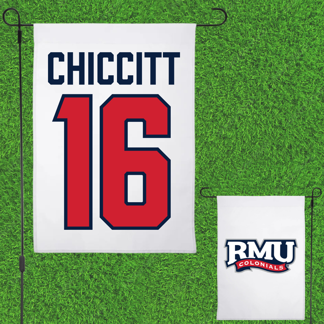 Robert Morris University Football White Garden Flag - #16 Anthony Chiccitt
