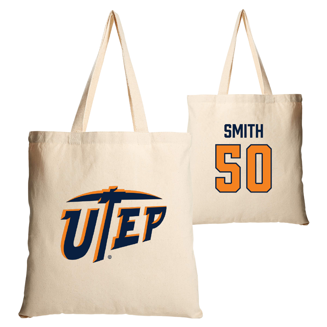 University of Texas at El Paso Football Tan Canvas Tote Bag - #50 Brennan Smith