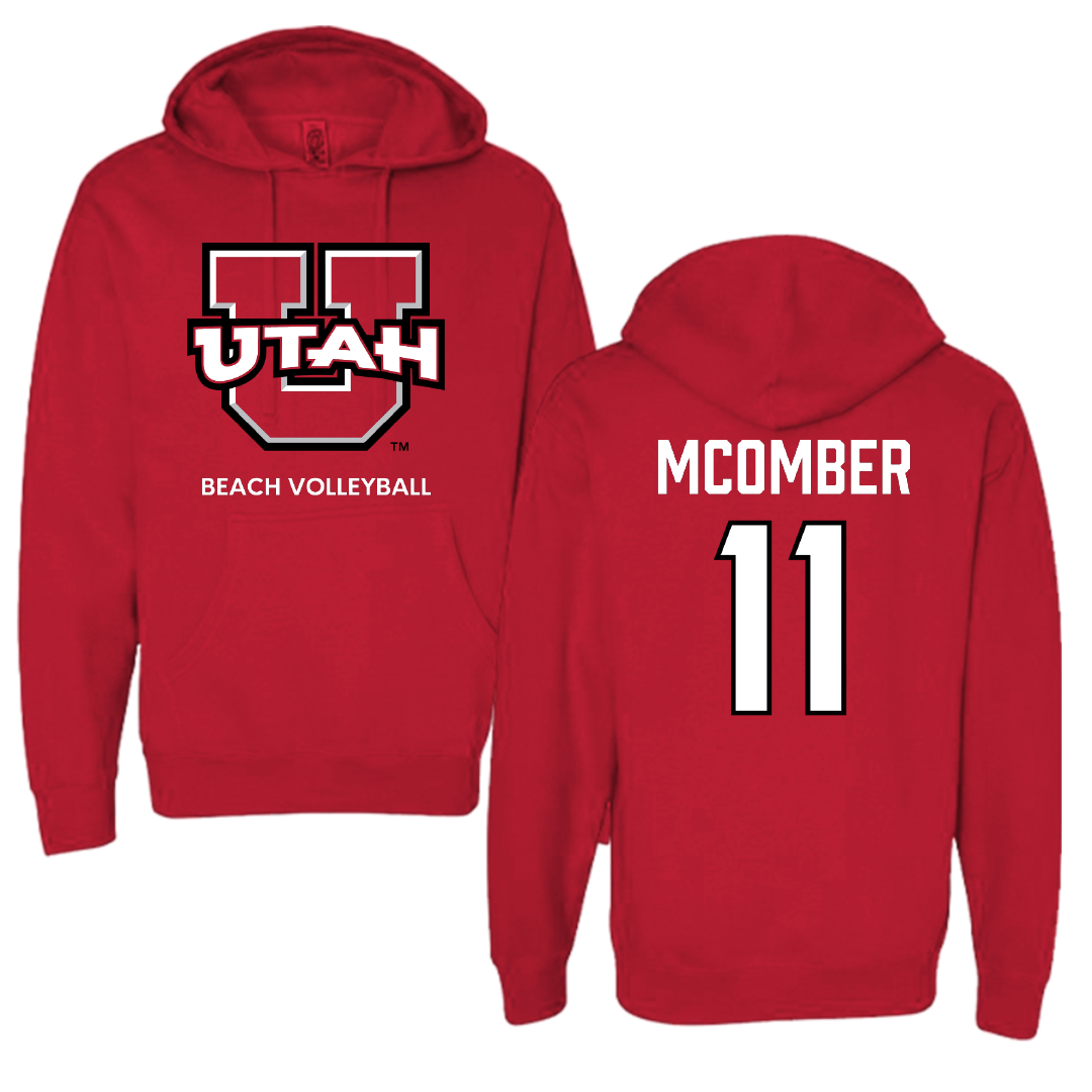 University of Utah Beach Volleyball Red Utes Hoodie - #11 Azure McOmber