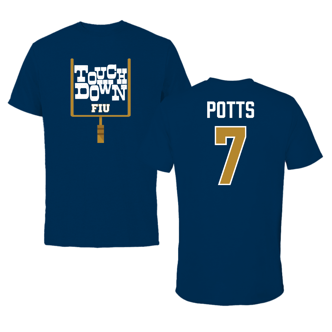 Florida International University Football Navy Touchdown Performance Tee - #7 Jamal Potts