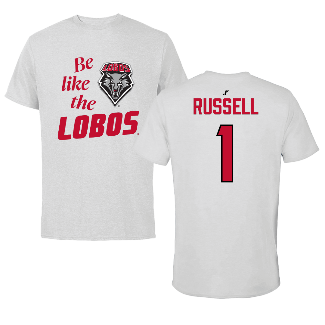 University of New Mexico Baseball Light Gray Be Like Us Tee - #1 Tristan Russell