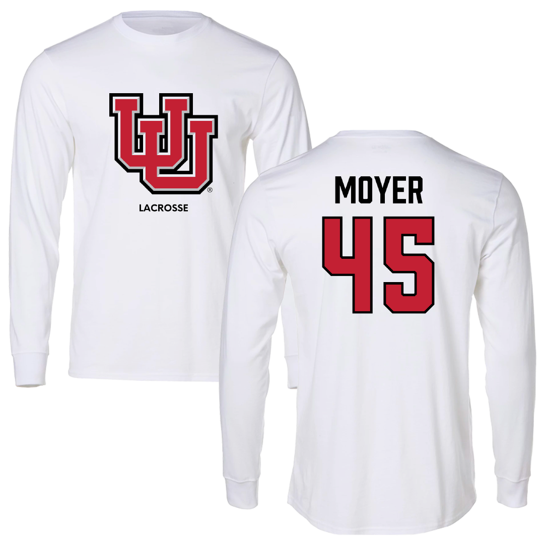University of Utah Lacrosse (M) White Block Performance Long Sleeve - #45 Carson Moyer