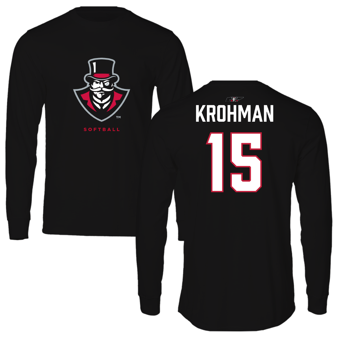 Austin Peay State University Softball Black Mascot Long Sleeve - #15 Macy Krohman