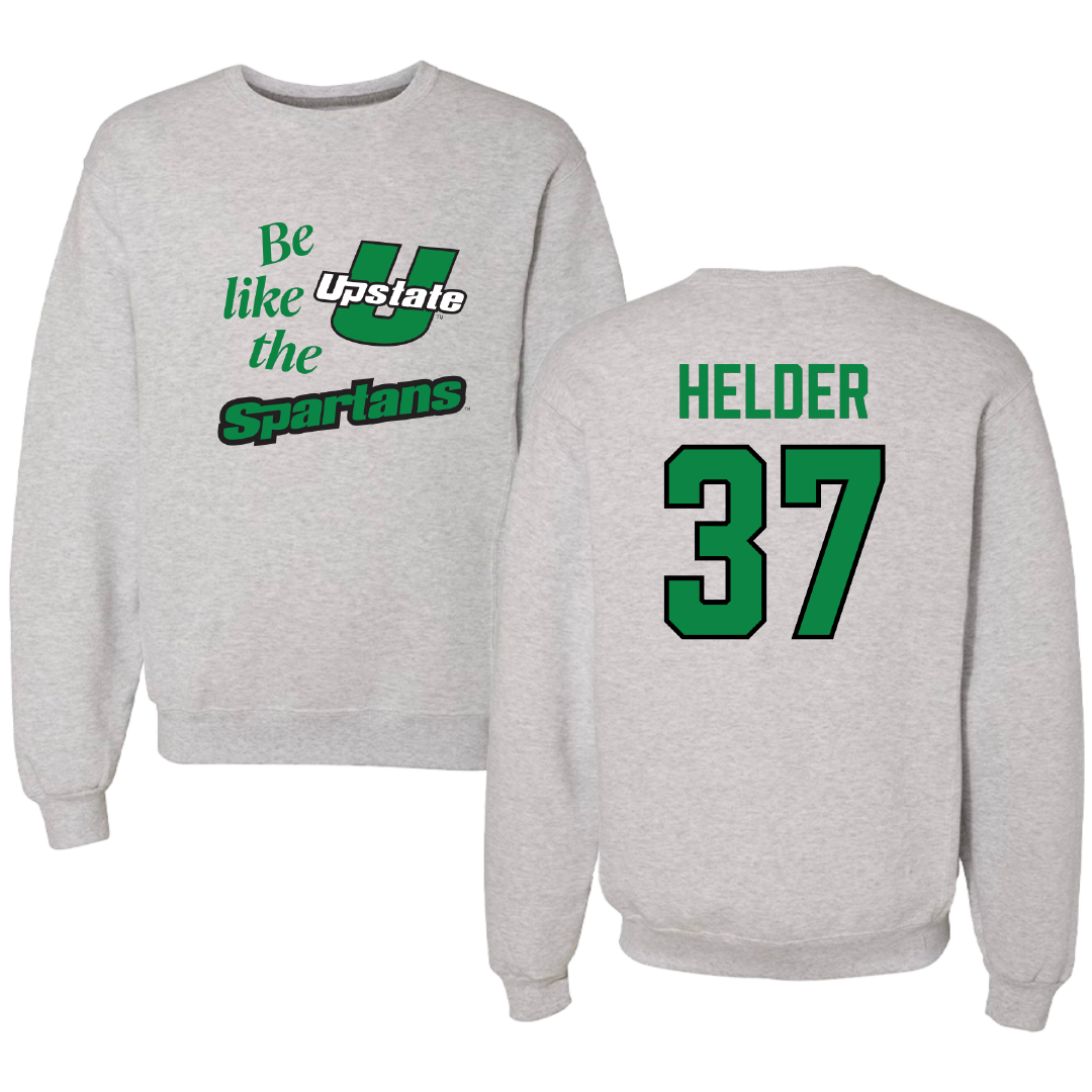 University of South Carolina-Upstate Baseball Light Gray Be Like Us Crewneck - #37 Gabe Helder