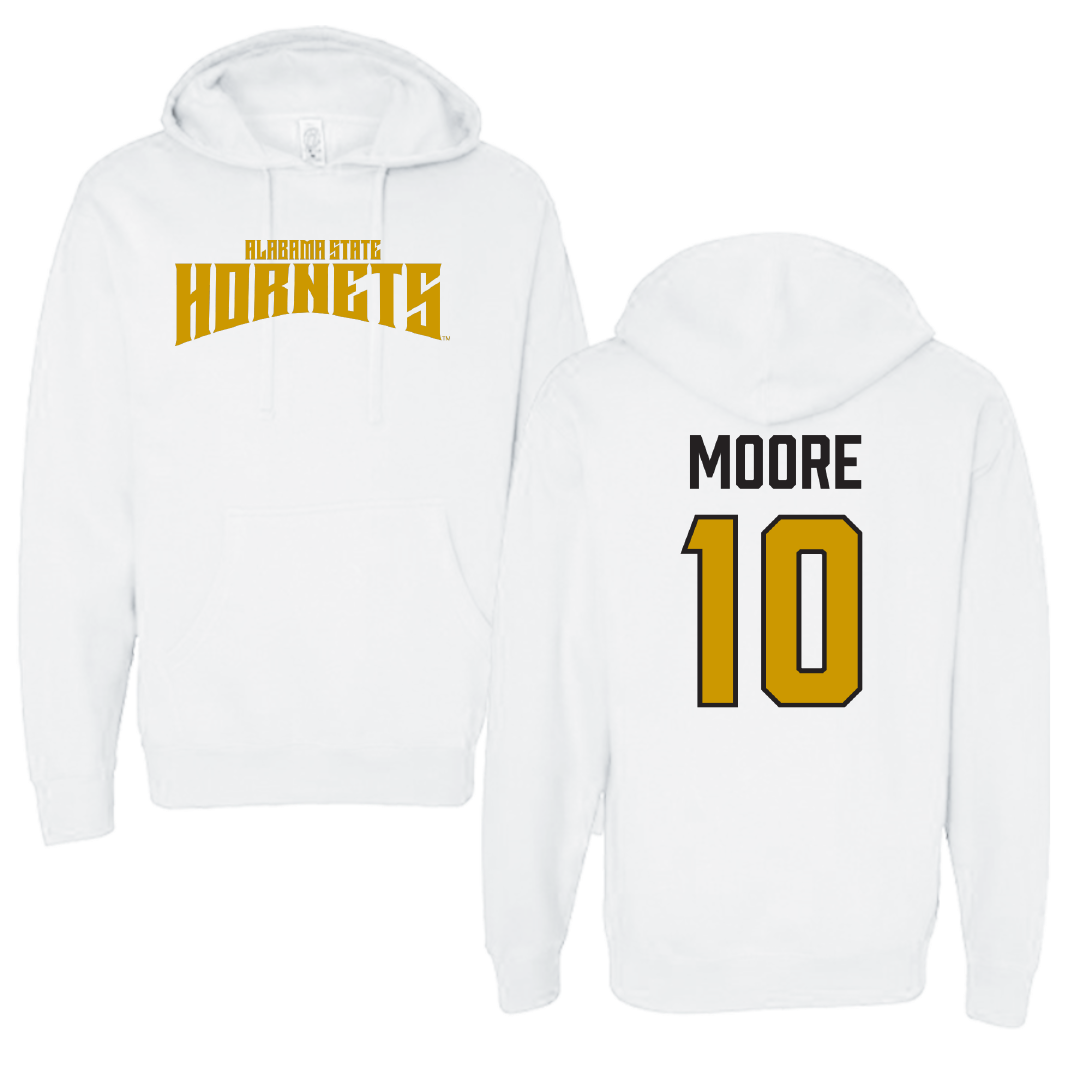 Alabama State University Football White Classic Hoodie - #10 Jaden Moore