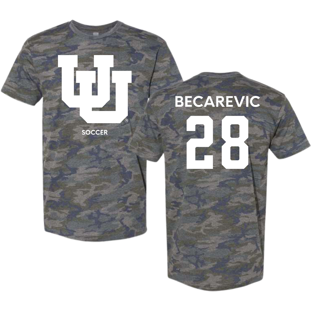 University of Utah Soccer (W) Vintage Camo Tee - #28 Mia Becarevic