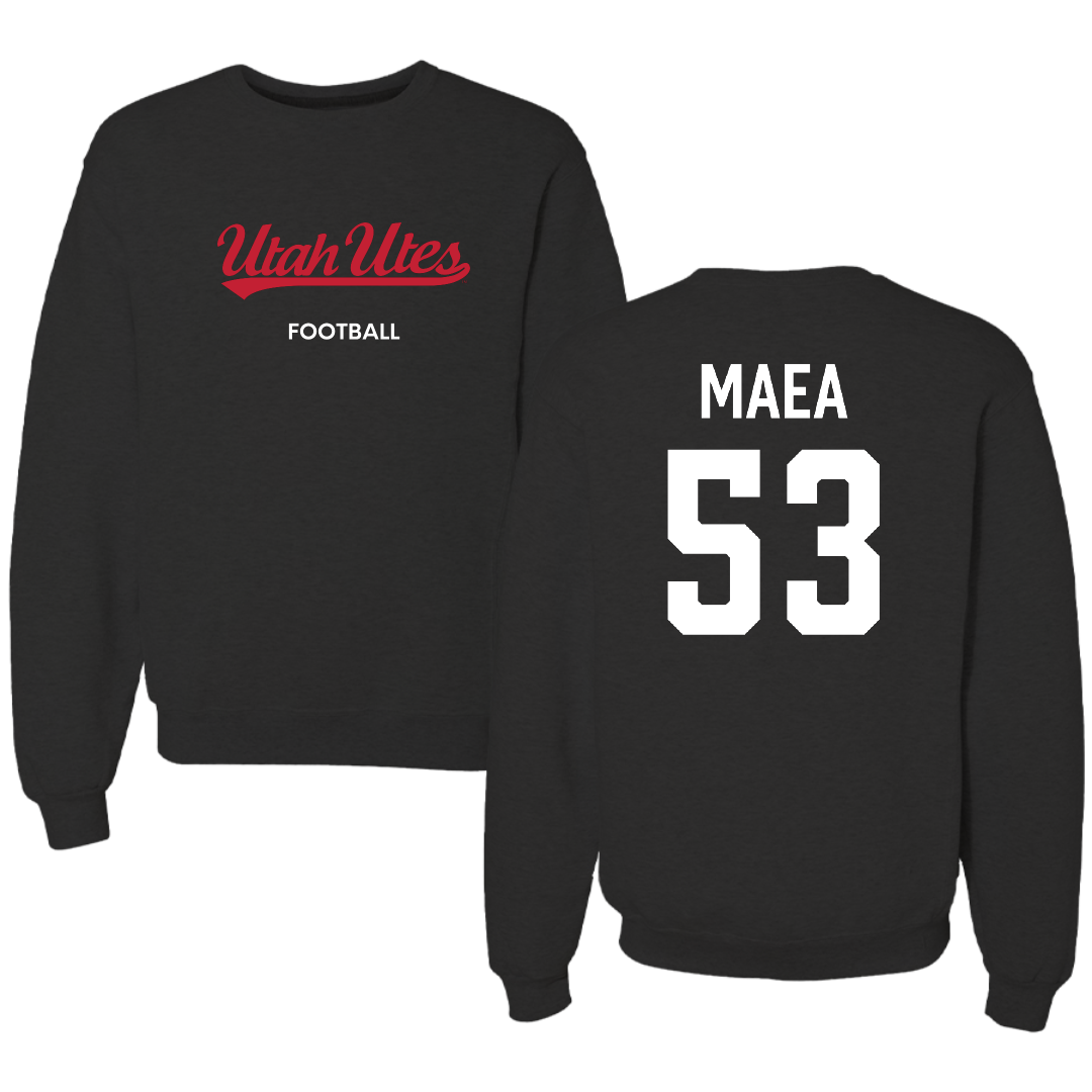 University of Utah Football Black Crewneck - #53 Johnny Maea
