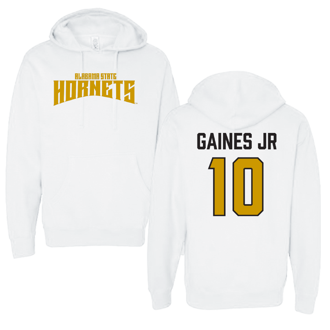 Alabama State University Football White Classic Hoodie - #10 Kevin Gaines Jr