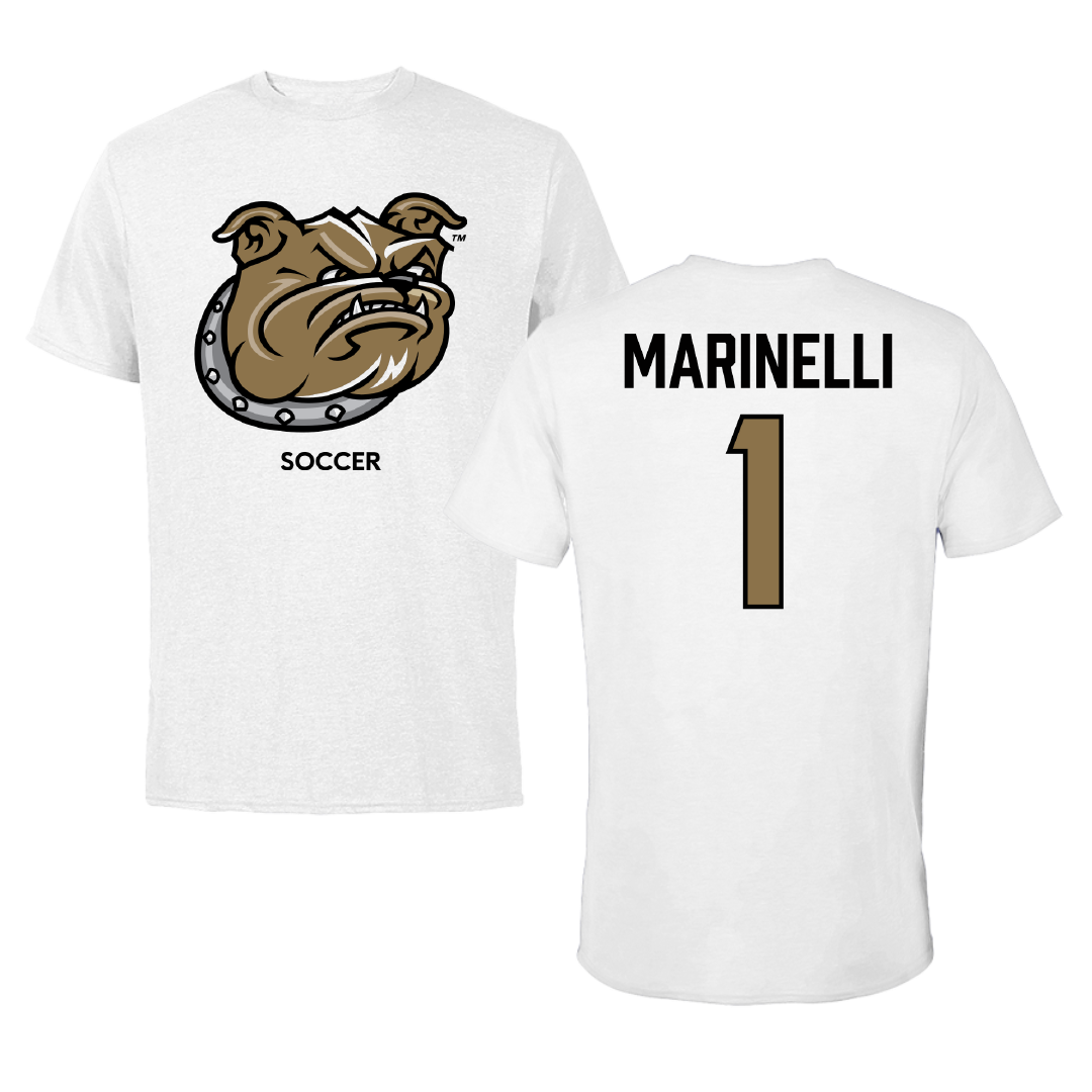 Bryant University Soccer (M) White Tee - #1 Luca Marinelli