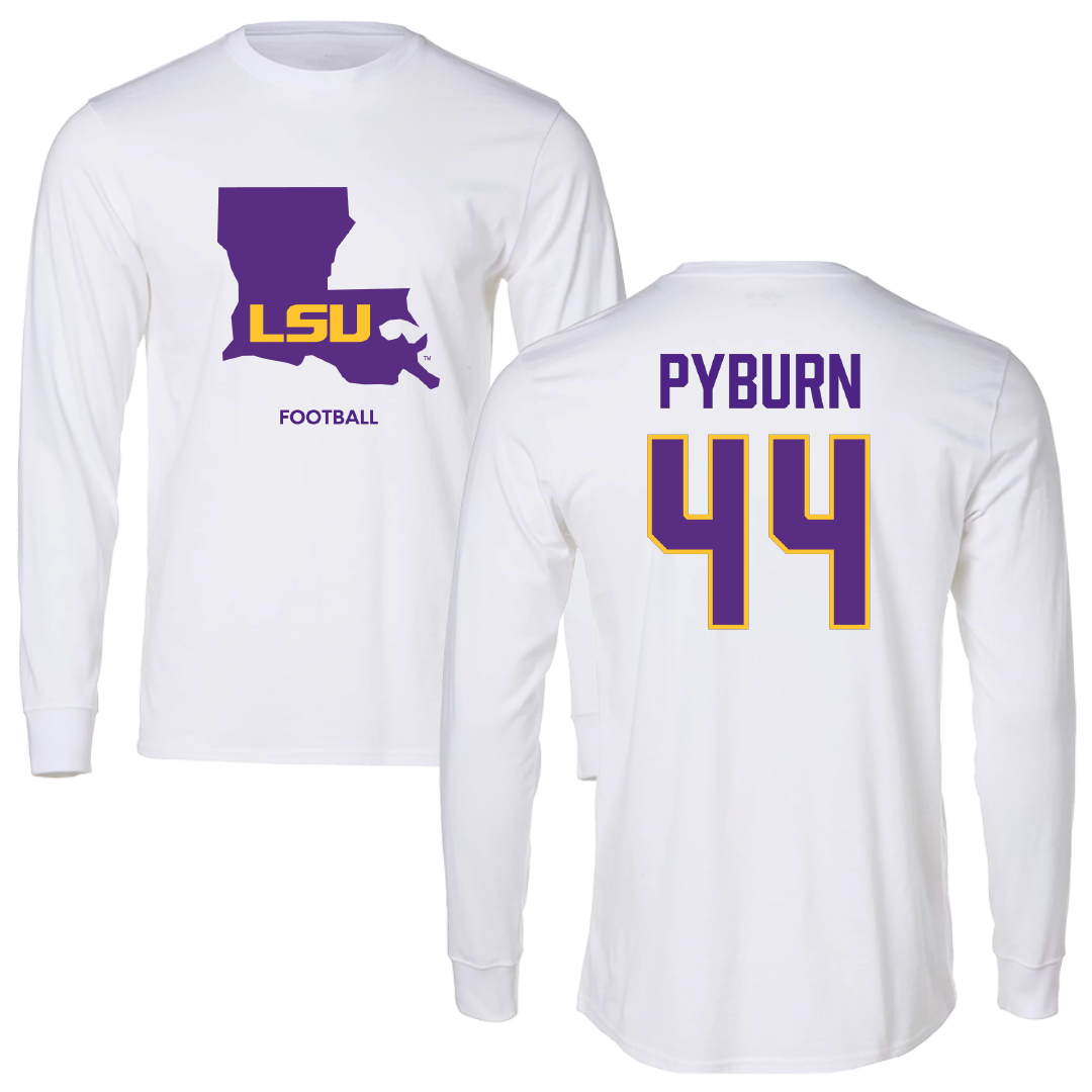 Louisiana State University Football White Performance Long Sleeve - #44 Jack Pyburn