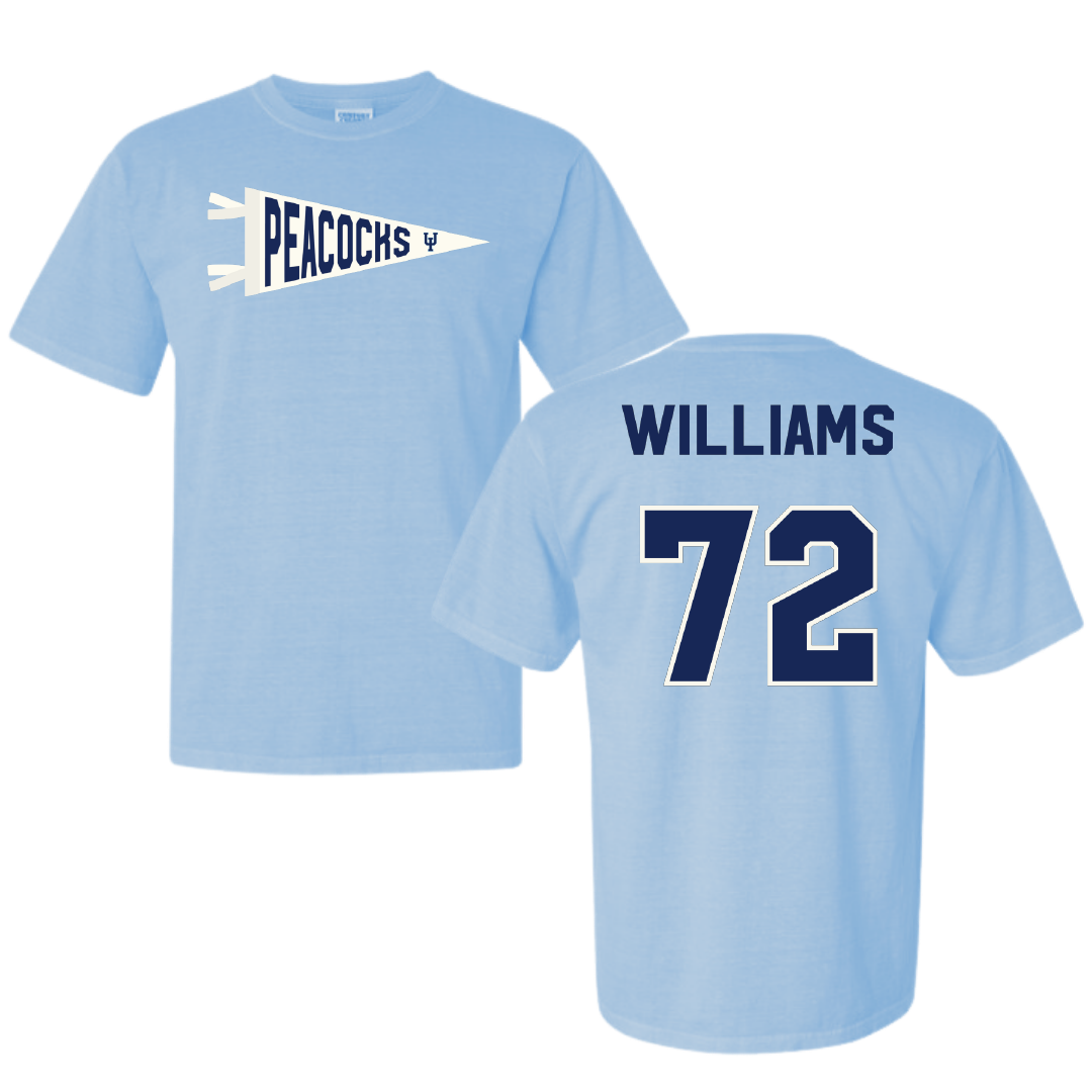 Upper Iowa University Football Carolina Blue Pennant Comfort Colors Tee - #72 Caleb Williams