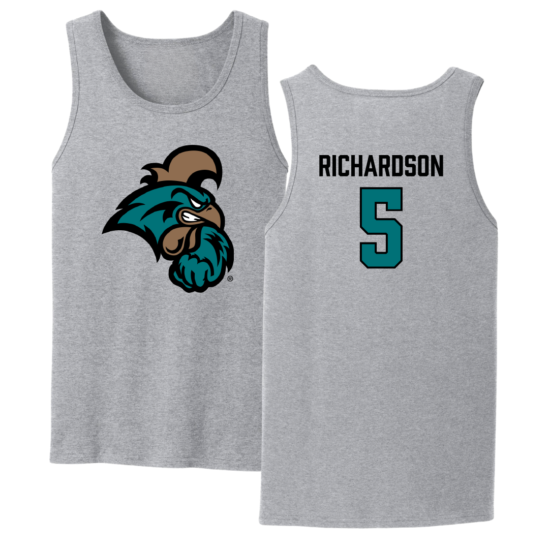 Coastal Carolina University Basketball Sport Gray Tank Top - #5 Deaja Richardson