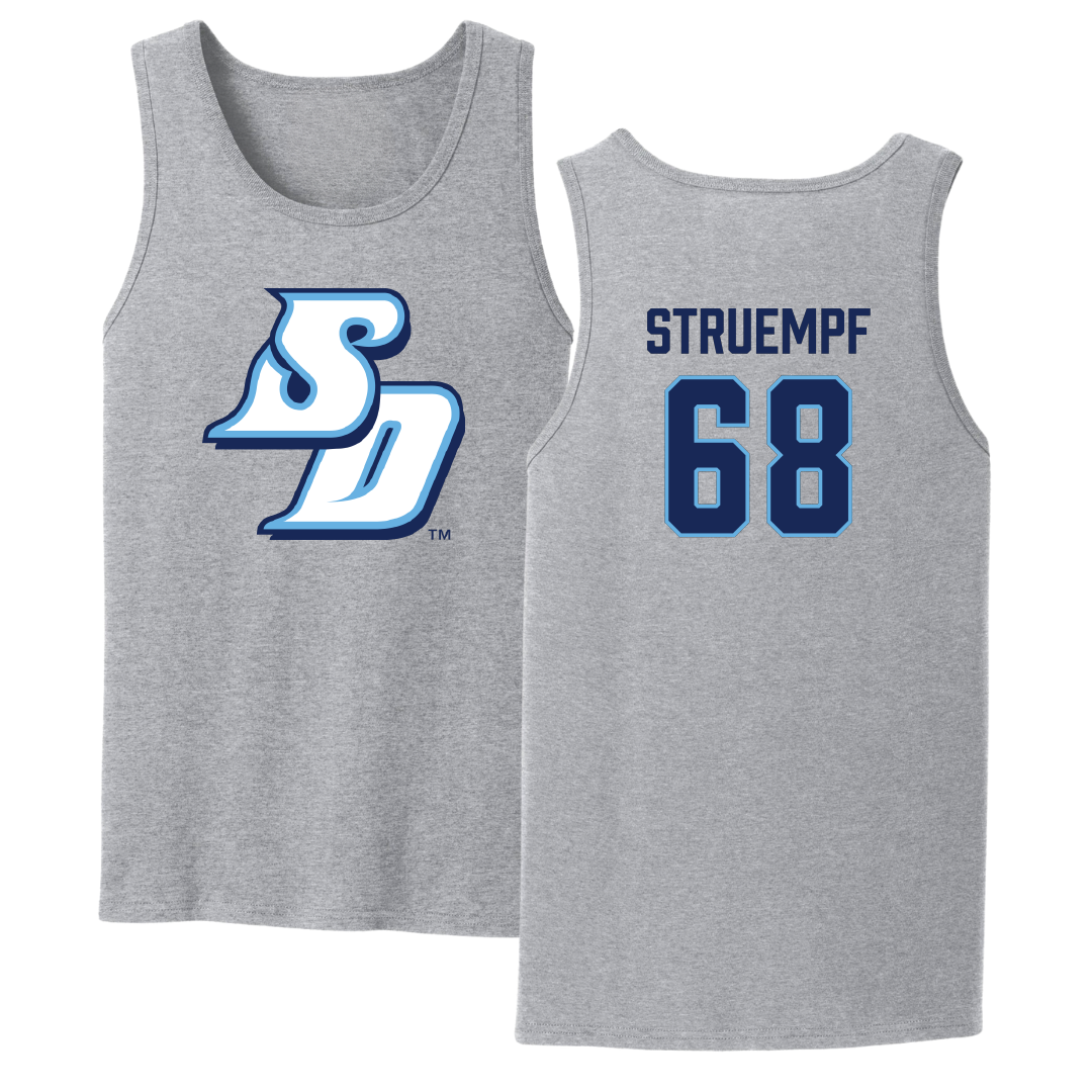 University of San Diego Football Sport Gray Tank Top - #68 Nick Struempf