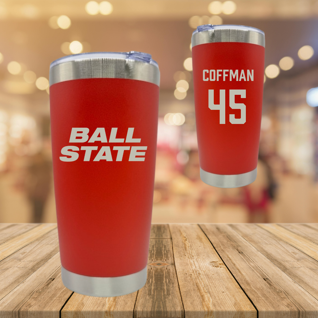 Ball State University Baseball Red Cardinal Stainless Steel Tumbler - #45 Owen Coffman