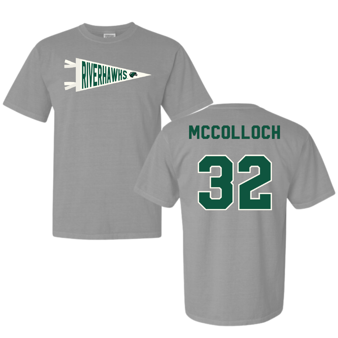 Northeastern State University Soccer Light Gray Pennant Comfort Colors Tee - #32 Cameron McColloch