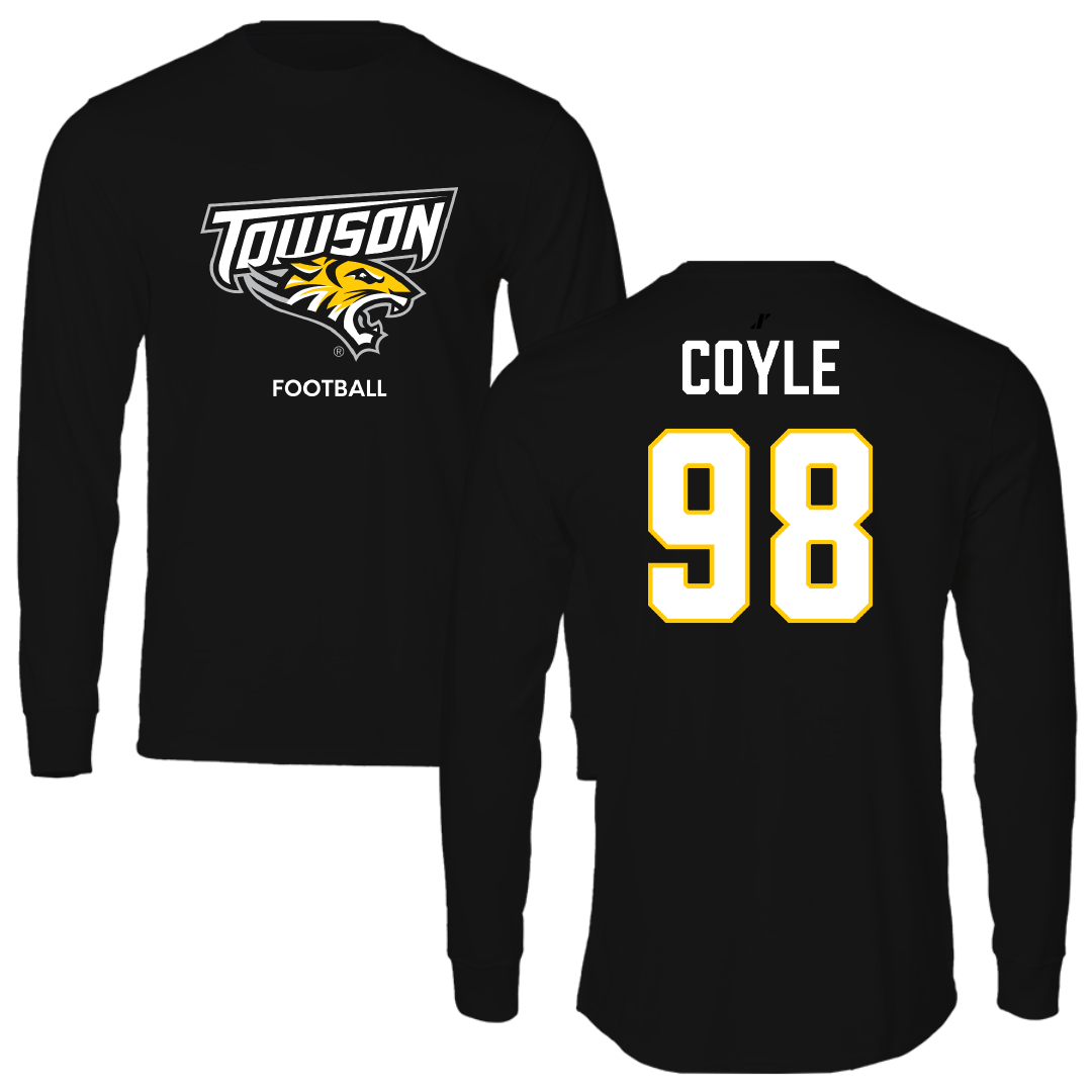 Towson University Football Black Performance Long Sleeve - #98 Patrick Coyle