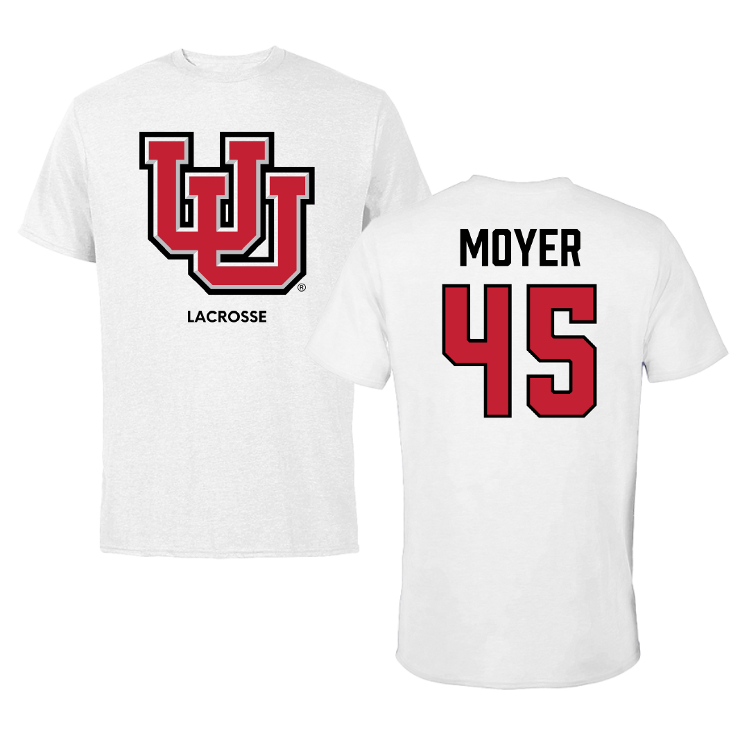 University of Utah Lacrosse (M) White Performance Tee - #45 Carson Moyer
