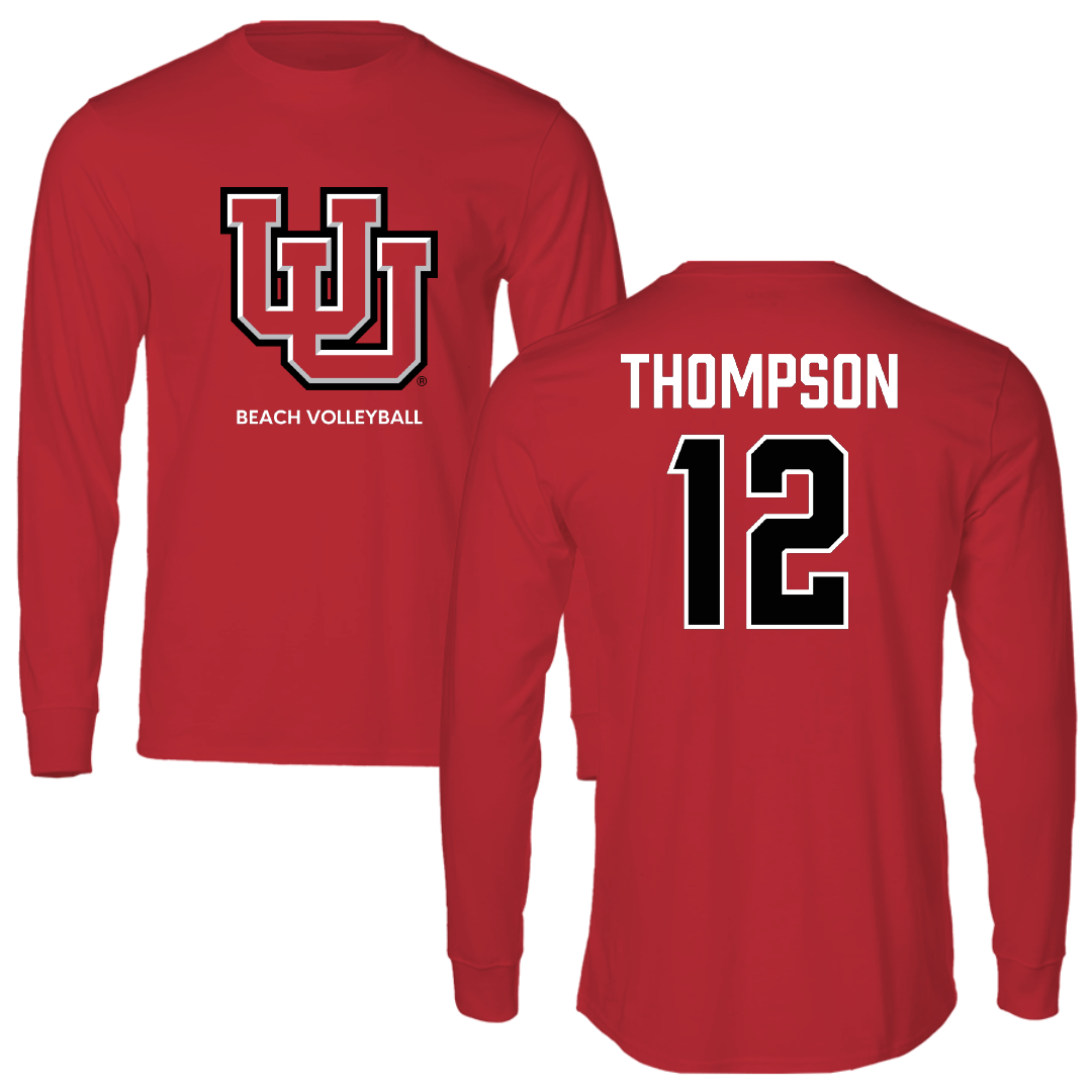 University of Utah Beach Volleyball Red Block Performance Long Sleeve - #12 Siona Thompson