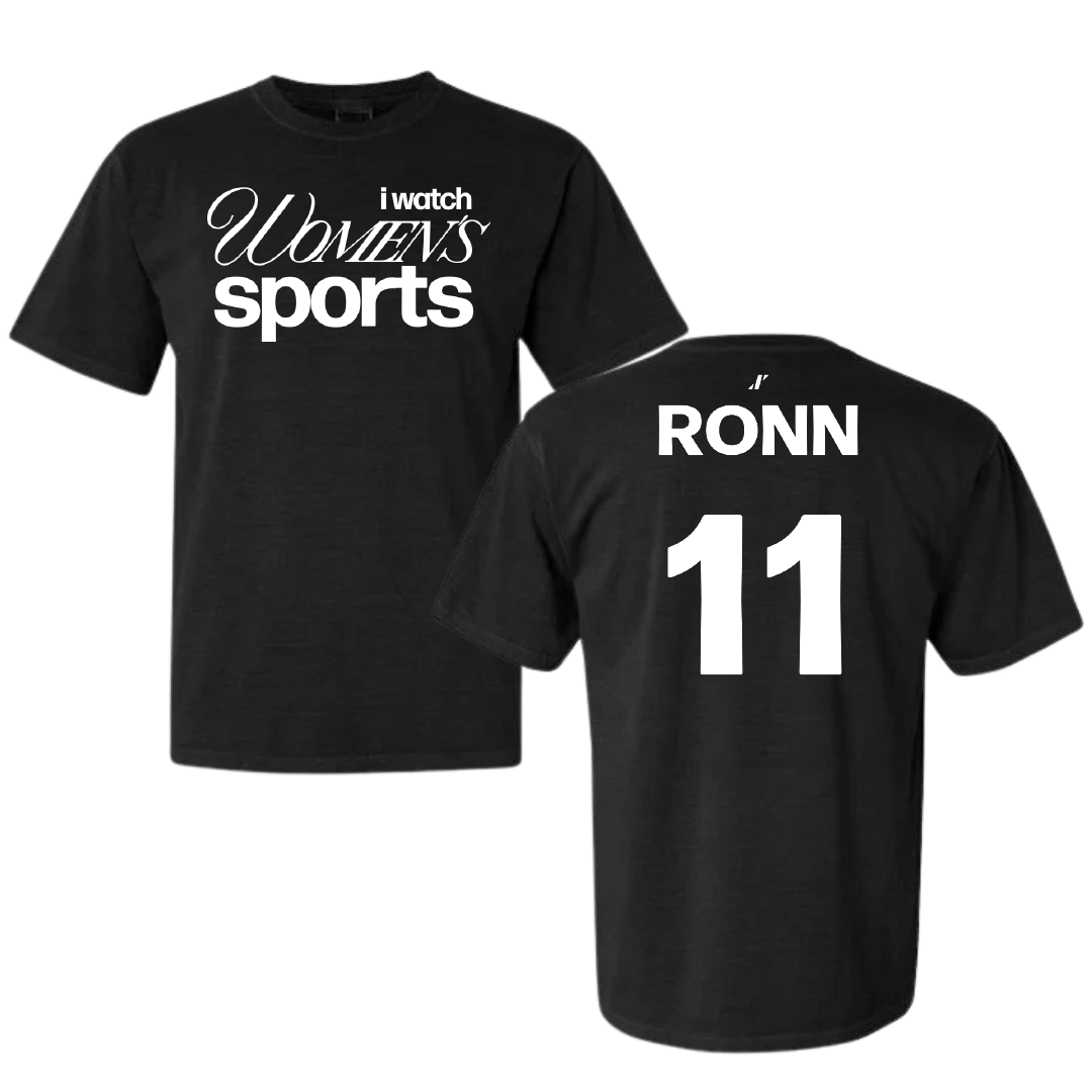 University of Wisconsin-River Falls Ice Hockey Black WHM Comfort Colors Tee - #11 Kaitlyn Ronn