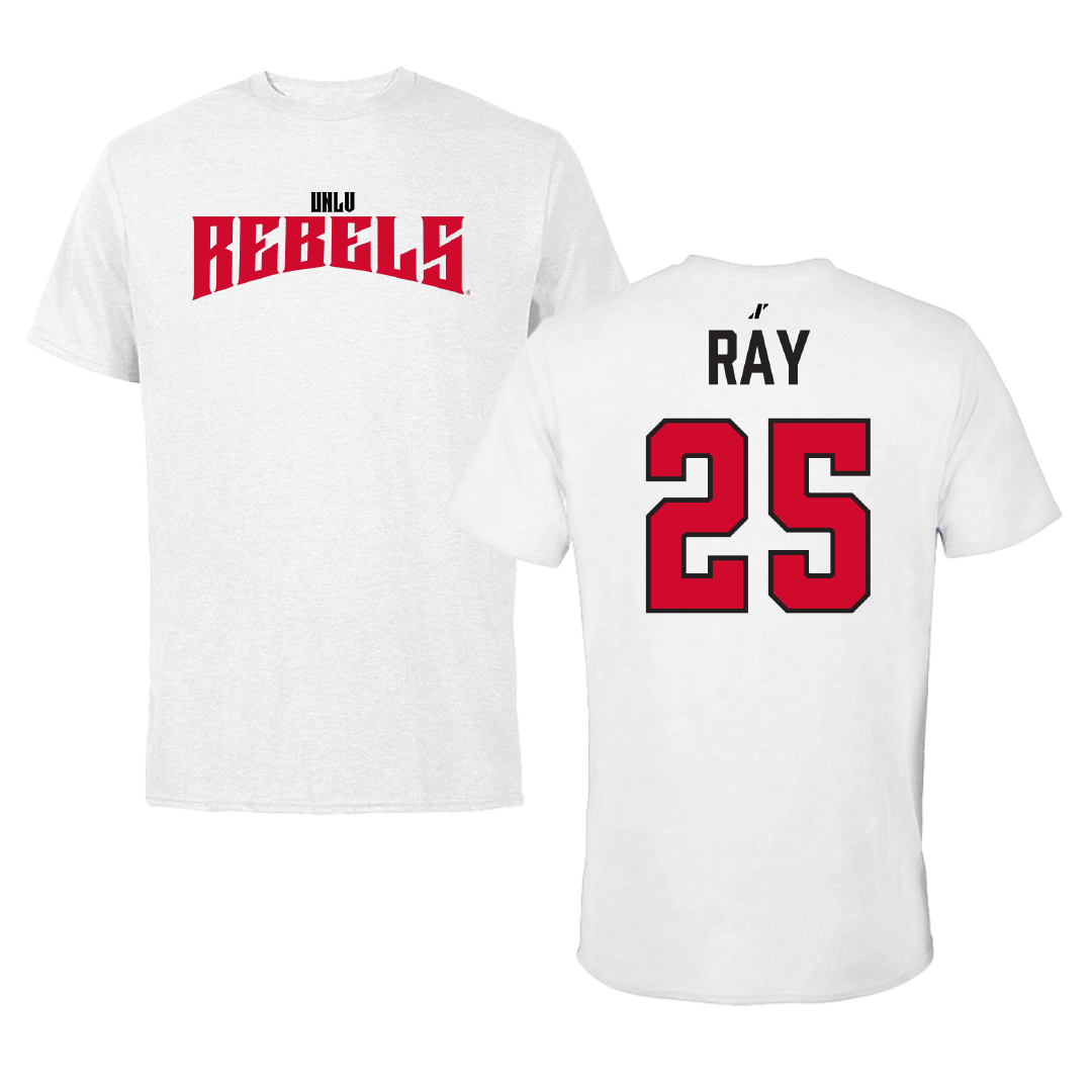 University of Nevada-Las Vegas Football White Classic Performance Tee - #25 Rogerick Ray
