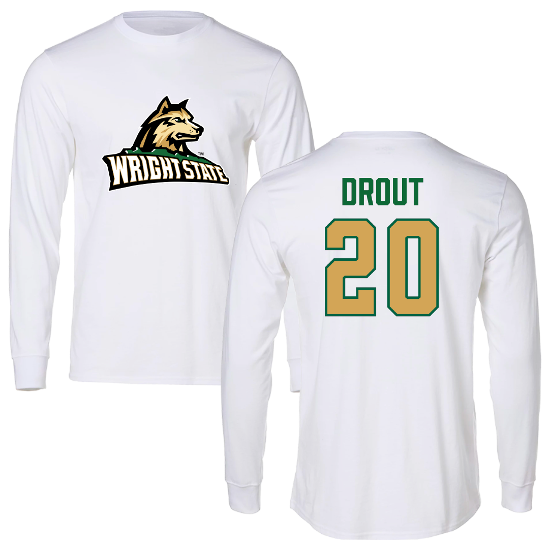 Wright State University Basketball White Long Sleeve - #20 MaKenzie Drout