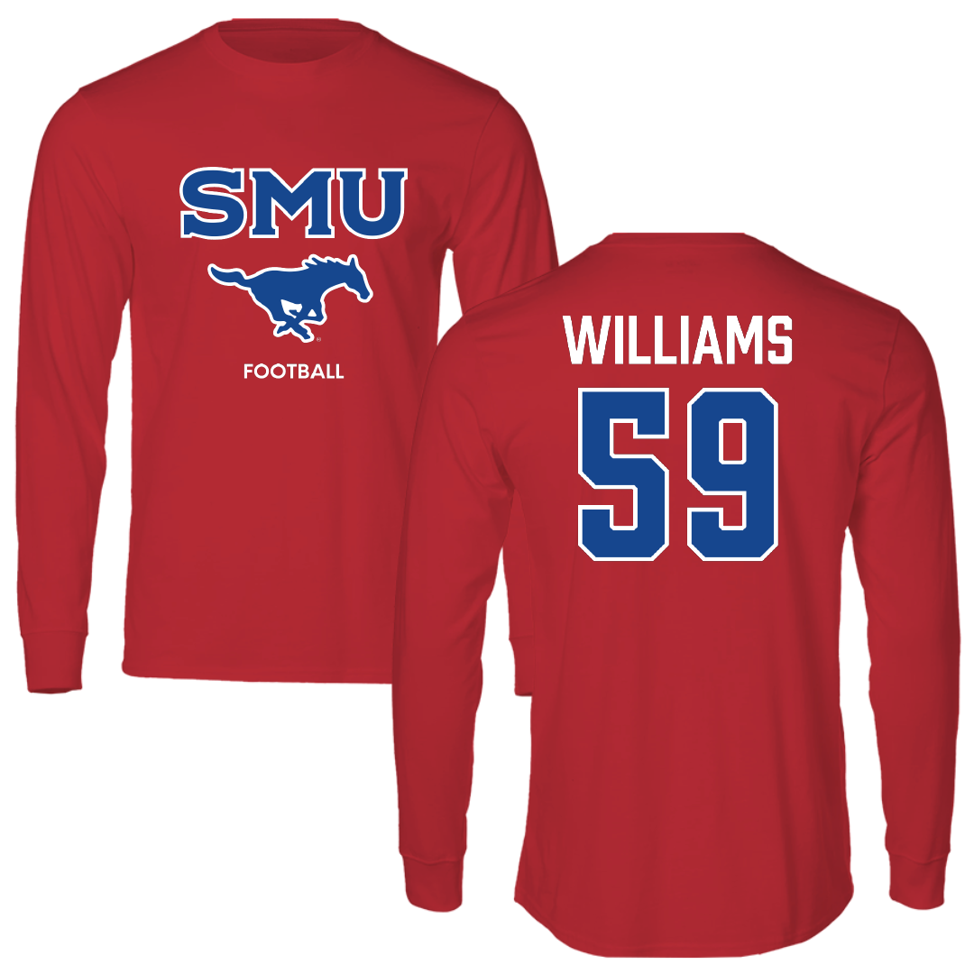 Southern Methodist University Football Red Long Sleeve - #59 PJ Williams