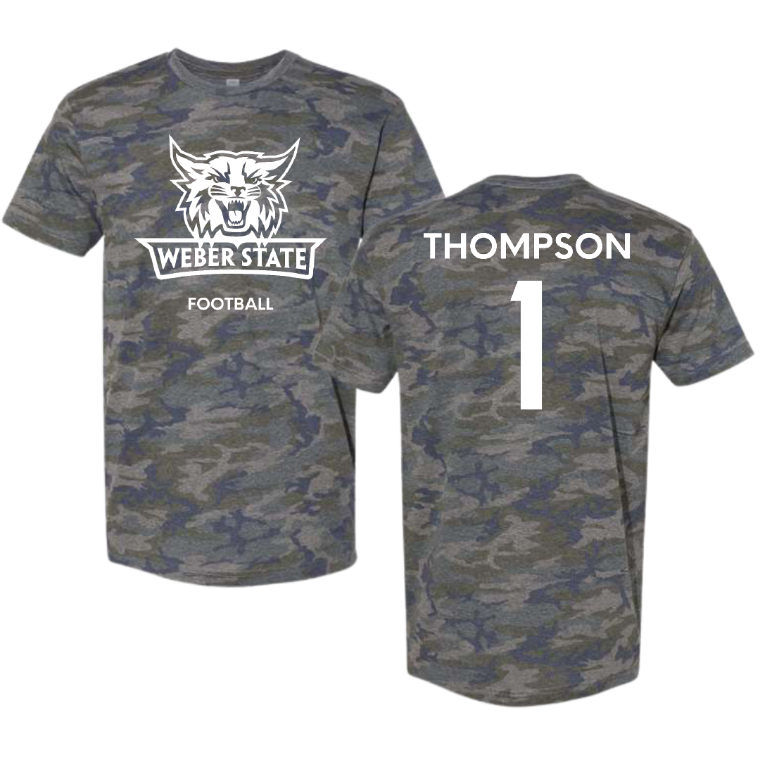Weber State University Football Vintage Camo Tee - #1 Keahnist Thompson
