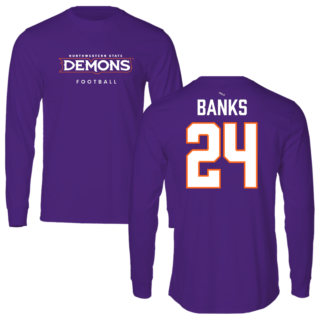 Northwestern State University Football Purple Demons Performance Long Sleeve - #24 Brian Banks