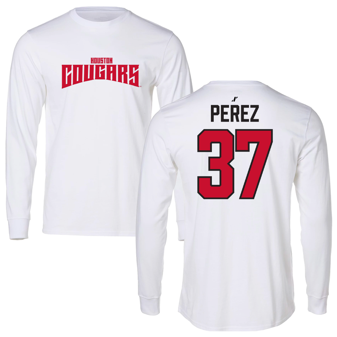 University of Houston Baseball White Classic Performance Long Sleeve - #37 Xavier Perez