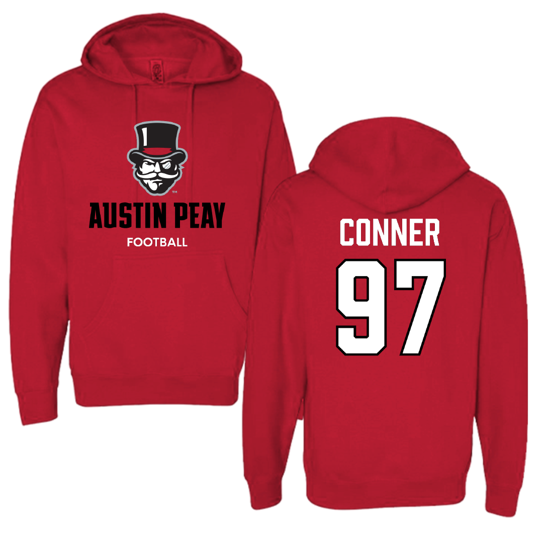 Austin Peay State University Football Red Hoodie - #97 Carson Conner