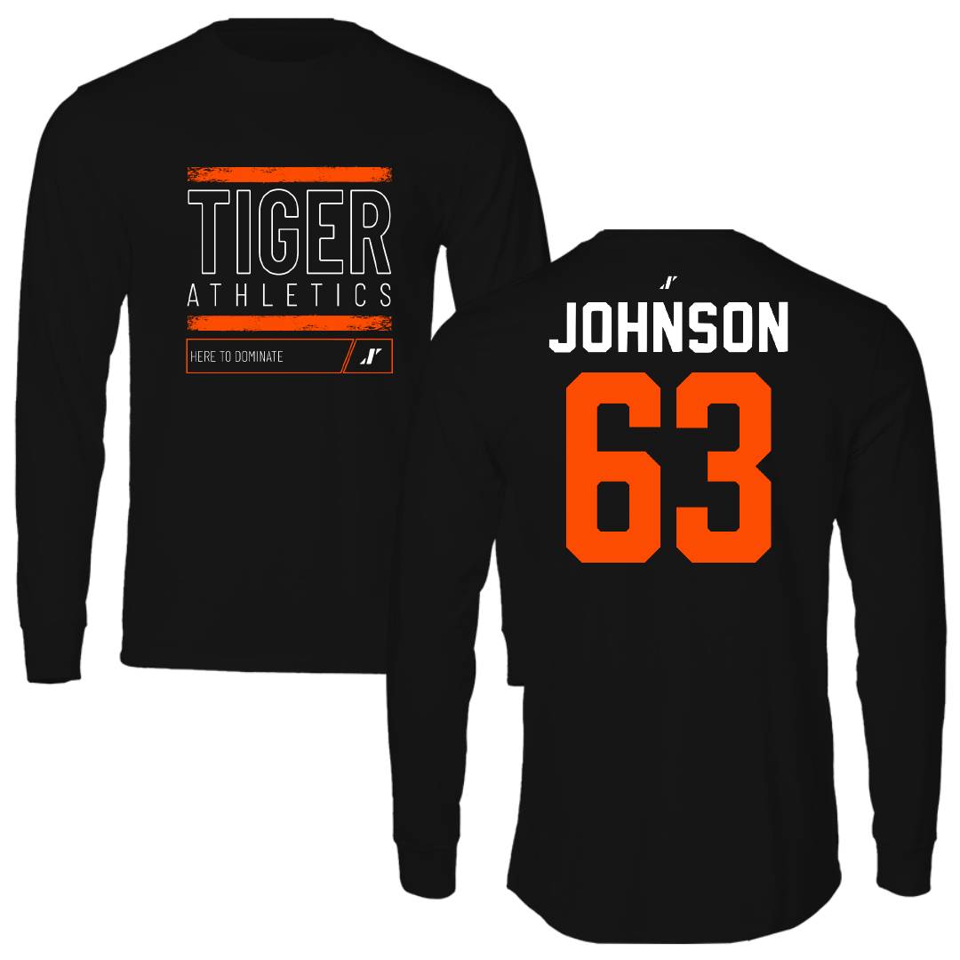 East Central University Football Black Dominate Performance Long Sleeve - #63 Tyson Johnson