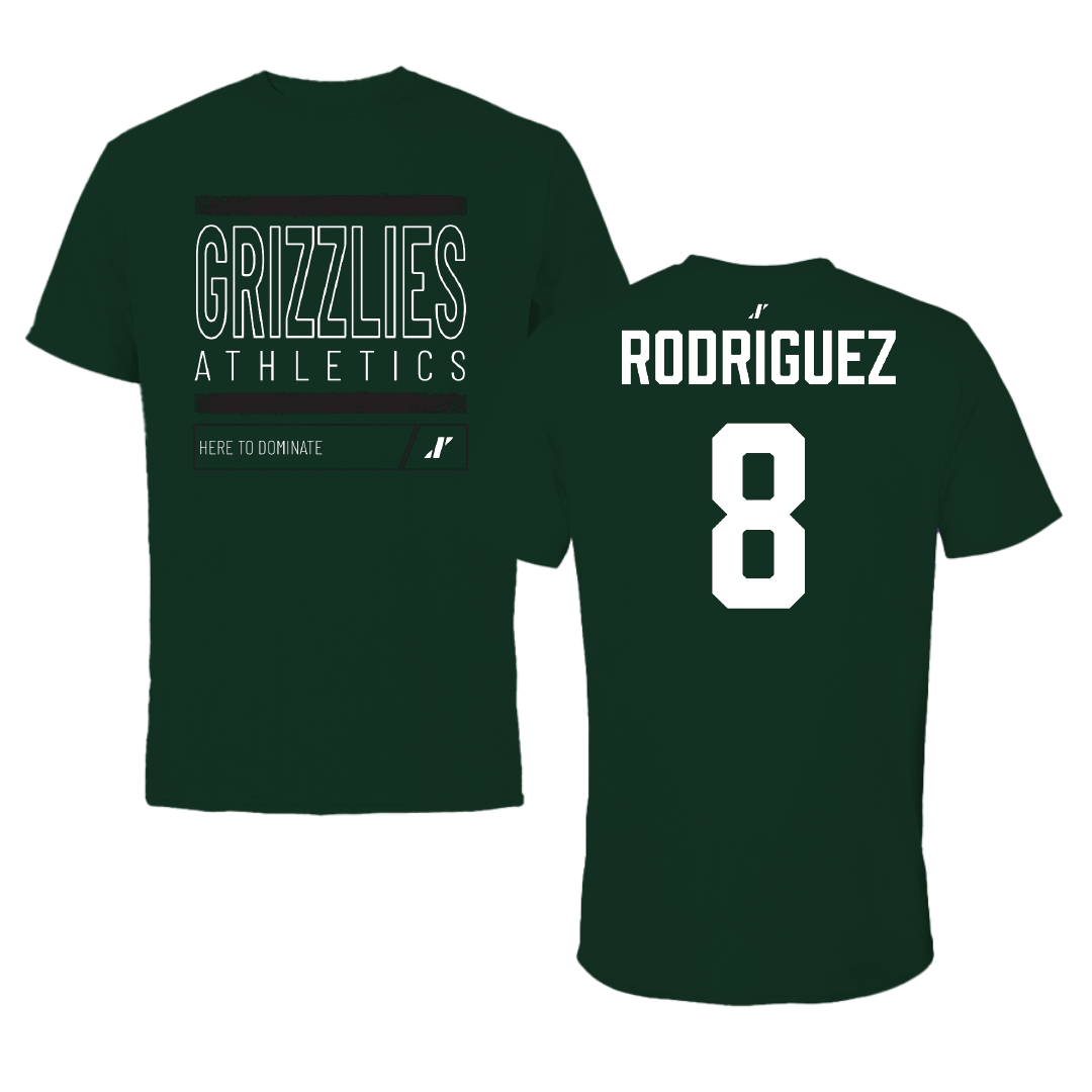 Adams State University Football Forest Green Dominate Tee - #8 Benjamin Rodriguez