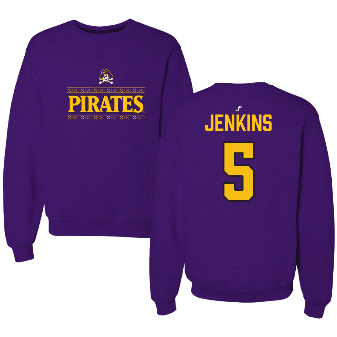 East Carolina University Football Purple General Crewneck - #5 Parker Jenkins