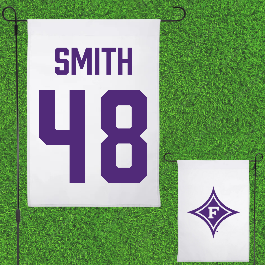 Furman University Football White Garden Flag - #48 Luke Smith