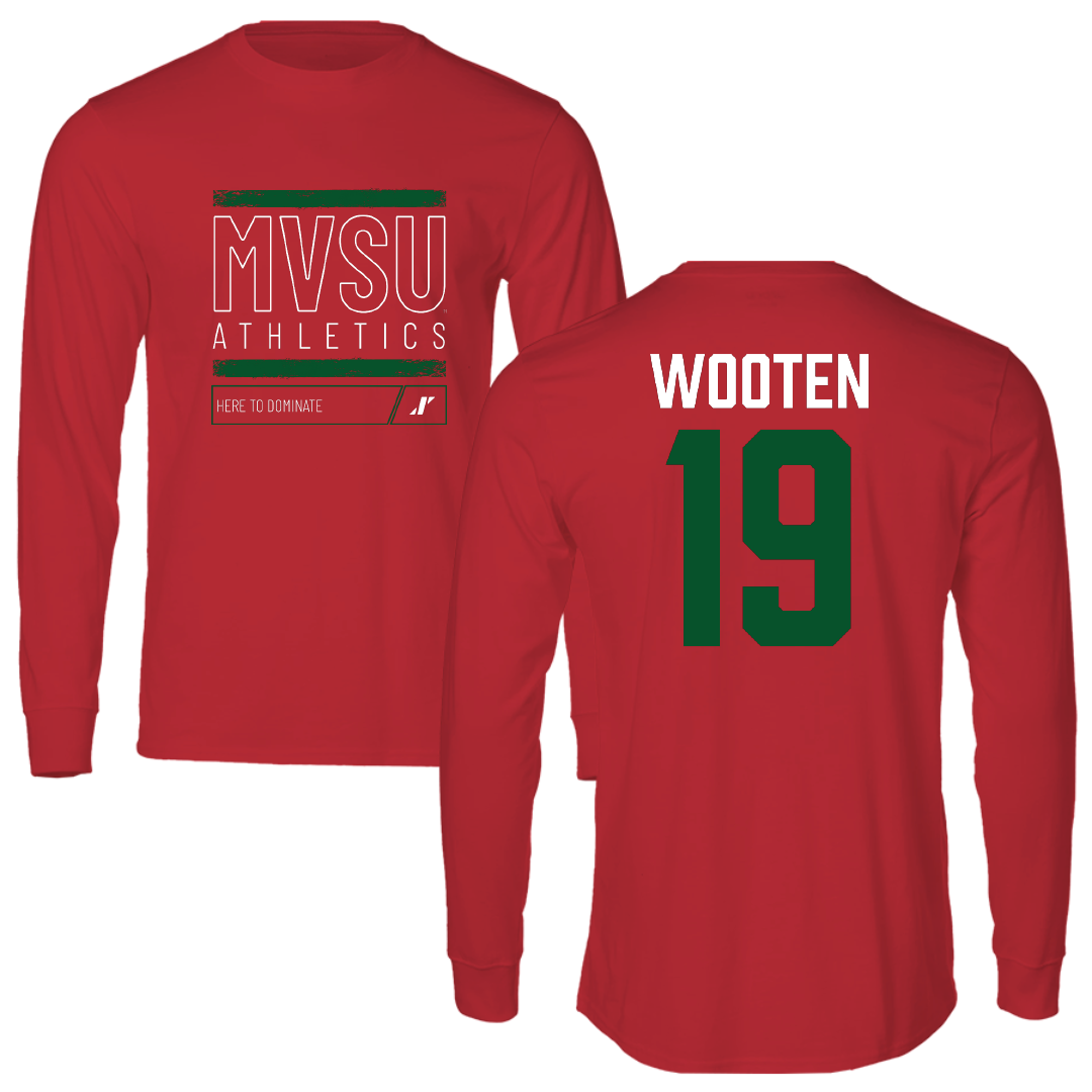 Mississippi Valley State University Volleyball Red Dominate Performance Long Sleeve - #19 Taylor Wooten