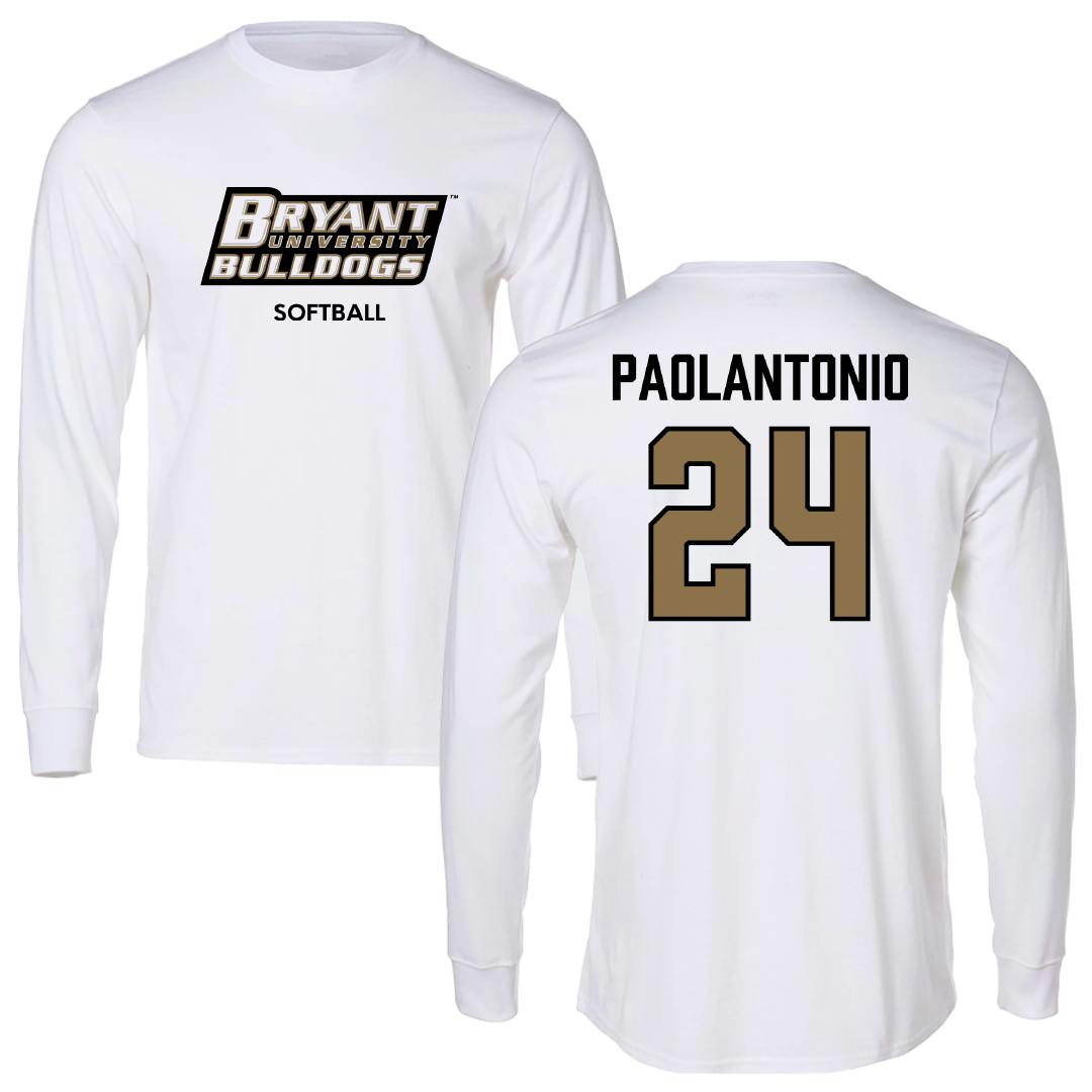 Bryant University Softball White Long Sleeve - #24 Caroline Paolantonio