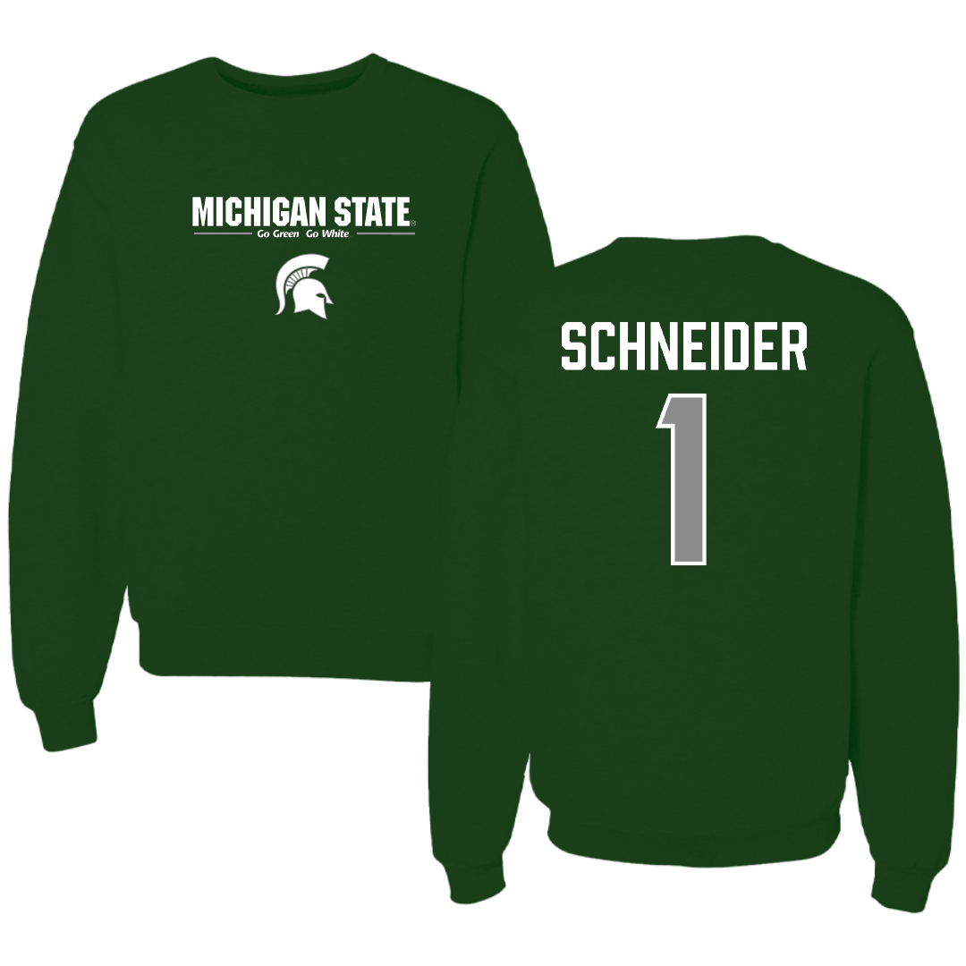 Michigan State University Volleyball Forest Green General Crewneck - #1 Lia Schneider